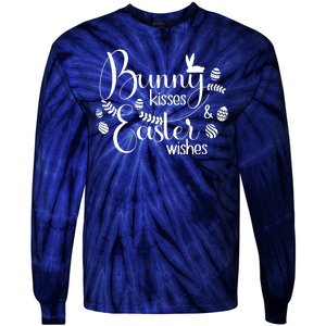 Bunny Kisses Easter Wishes Tie-Dye Long Sleeve Shirt