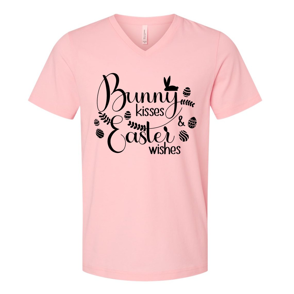 Bunny Kisses Easter Wishes V-Neck T-Shirt