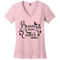 Bunny Kisses Easter Wishes Women's V-Neck T-Shirt
