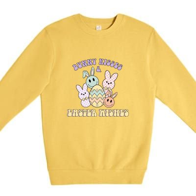 Bunny Kisses & Easter Wishes Retro Easter Day Premium Crewneck Sweatshirt