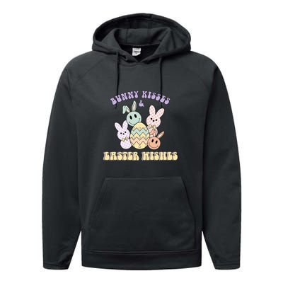 Bunny Kisses & Easter Wishes Retro Easter Day Performance Fleece Hoodie