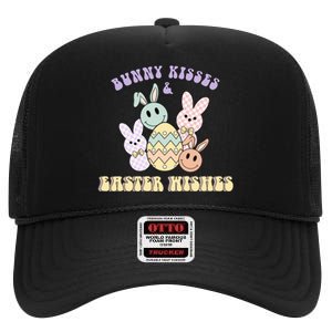 Bunny Kisses & Easter Wishes Retro Easter Day High Crown Mesh Back Trucker Hat