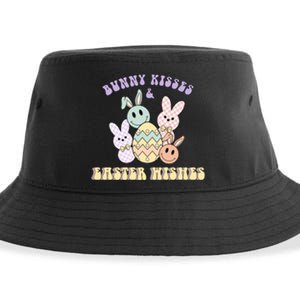 Bunny Kisses & Easter Wishes Retro Easter Day Sustainable Bucket Hat