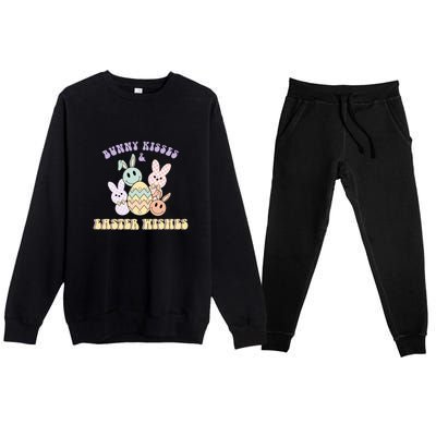 Bunny Kisses & Easter Wishes Retro Easter Day Premium Crewneck Sweatsuit Set