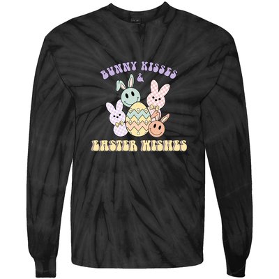 Bunny Kisses & Easter Wishes Retro Easter Day Tie-Dye Long Sleeve Shirt