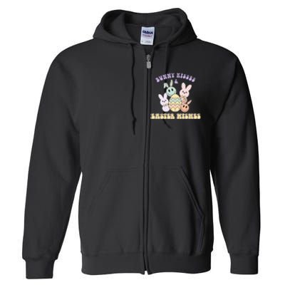 Bunny Kisses & Easter Wishes Retro Easter Day Full Zip Hoodie