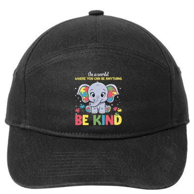 Be Kinds Elephant Autism Puzzle Neurodiversity Inclusion 7-Panel Snapback Hat
