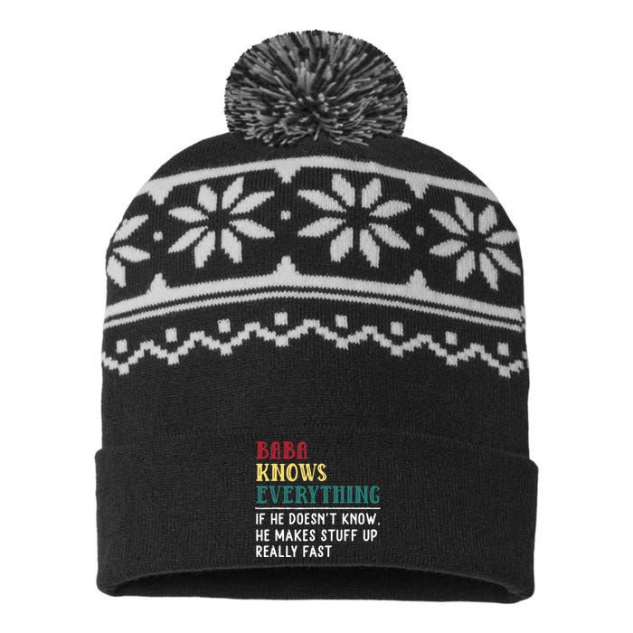 Baba Know Everything FatherS Day USA-Made Snowflake Beanie