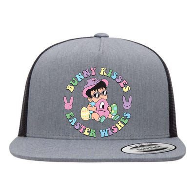 Bunny Kisses Easter Wishes Happy Easter Bad Fun Bunny Easter Day Flat Bill Trucker Hat