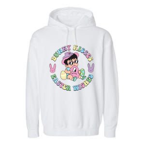 Bunny Kisses Easter Wishes Happy Easter Bad Fun Bunny Easter Day Garment-Dyed Fleece Hoodie