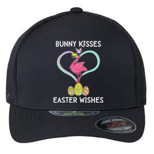 Bunny Kisses Easter Wishes Flamingo Happy Easter Day Gift Flexfit Unipanel Trucker Cap