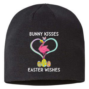 Bunny Kisses Easter Wishes Flamingo Happy Easter Day Gift Sustainable Beanie