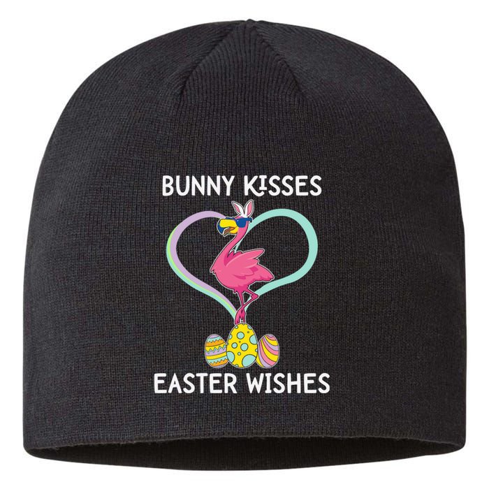 Bunny Kisses Easter Wishes Flamingo Happy Easter Day Gift Sustainable Beanie