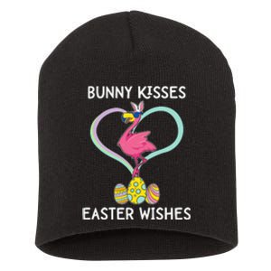 Bunny Kisses Easter Wishes Flamingo Happy Easter Day Gift Short Acrylic Beanie