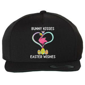 Bunny Kisses Easter Wishes Flamingo Happy Easter Day Gift Wool Snapback Cap