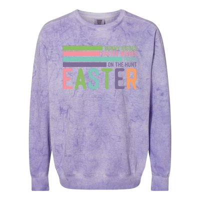 Bunny Kisses Easter Wishes Peeps On The Hunt Colorblast Crewneck Sweatshirt