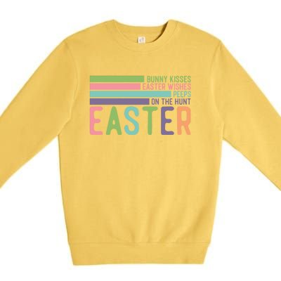 Bunny Kisses Easter Wishes Peeps On The Hunt Premium Crewneck Sweatshirt