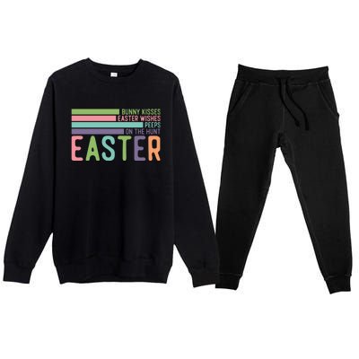 Bunny Kisses Easter Wishes Peeps On The Hunt Premium Crewneck Sweatsuit Set