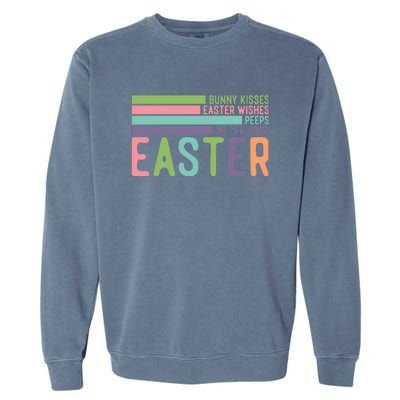 Bunny Kisses Easter Wishes Peeps On The Hunt Garment-Dyed Sweatshirt