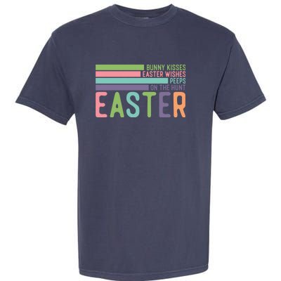 Bunny Kisses Easter Wishes Peeps On The Hunt Garment-Dyed Heavyweight T-Shirt