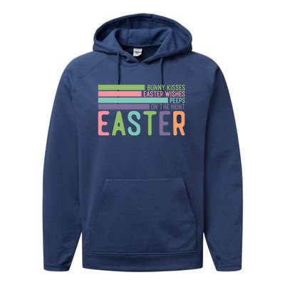 Bunny Kisses Easter Wishes Peeps On The Hunt Performance Fleece Hoodie