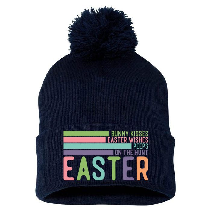 Bunny Kisses Easter Wishes Peeps On The Hunt Pom Pom 12in Knit Beanie