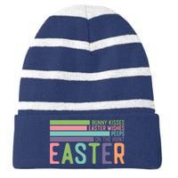 Bunny Kisses Easter Wishes Peeps On The Hunt Striped Beanie with Solid Band