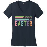 Bunny Kisses Easter Wishes Peeps On The Hunt Women's V-Neck T-Shirt