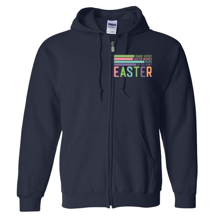 Bunny Kisses Easter Wishes Peeps On The Hunt Full Zip Hoodie