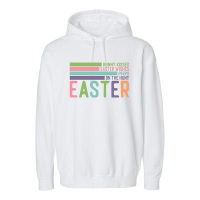 Bunny Kisses Easter Wishes Peeps On The Hunt Garment-Dyed Fleece Hoodie