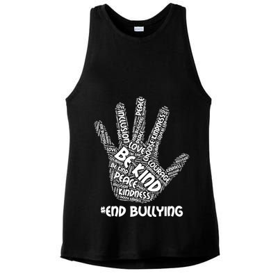 Be Kind #End Bullying Word Art Hand Ladies PosiCharge Tri-Blend Wicking Tank
