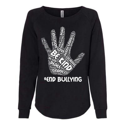 Be Kind #End Bullying Word Art Hand Womens California Wash Sweatshirt