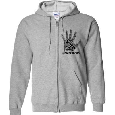 Be Kind #End Bullying Word Art Hand Full Zip Hoodie