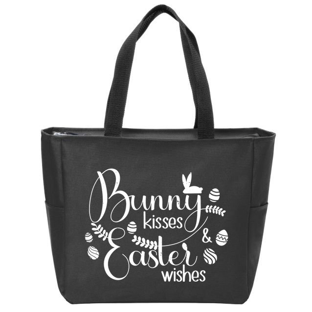 Bunny Kisses Easter Wishes Zip Tote Bag