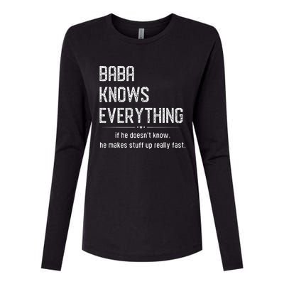 Baba Knows Everything Retro Memes Sarcastic Quotes Womens Cotton Relaxed Long Sleeve T-Shirt