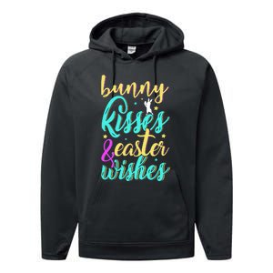 Bunny Kisses Easter Wishes Happy Easter Day Performance Fleece Hoodie