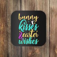 Bunny Kisses Easter Wishes Happy Easter Day Coaster