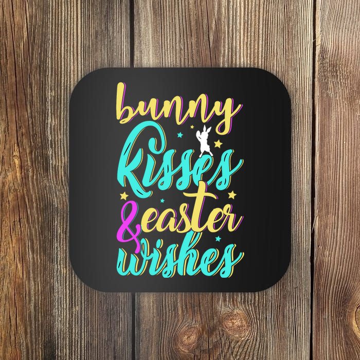 Bunny Kisses Easter Wishes Happy Easter Day Coaster