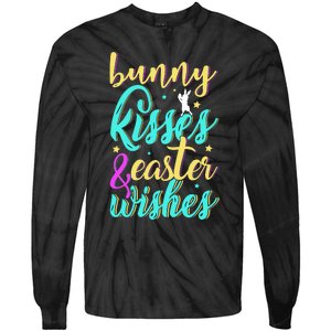 Bunny Kisses Easter Wishes Happy Easter Day Tie-Dye Long Sleeve Shirt