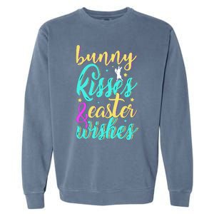 Bunny Kisses Easter Wishes Happy Easter Day Garment-Dyed Sweatshirt