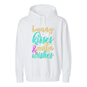 Bunny Kisses Easter Wishes Happy Easter Day Garment-Dyed Fleece Hoodie