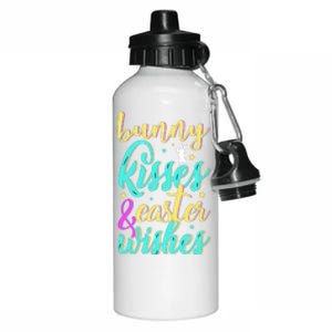 Bunny Kisses Easter Wishes Happy Easter Day Aluminum Water Bottle