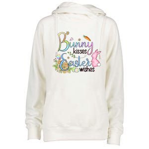 Bunny Kisses Easter Wishes Happy Easter Day Womens Funnel Neck Pullover Hood