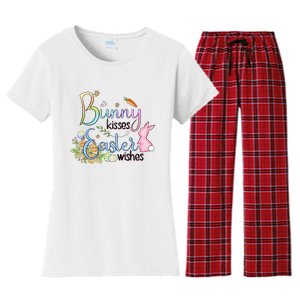 Bunny Kisses Easter Wishes Happy Easter Day Women's Flannel Pajama Set