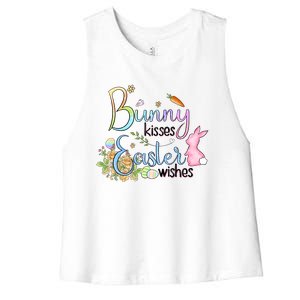 Bunny Kisses Easter Wishes Happy Easter Day Women's Racerback Cropped Tank