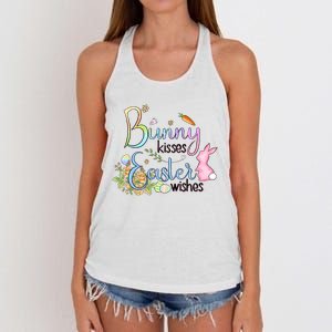 Bunny Kisses Easter Wishes Happy Easter Day Women's Knotted Racerback Tank