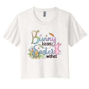 Bunny Kisses Easter Wishes Happy Easter Day Women's Crop Top Tee