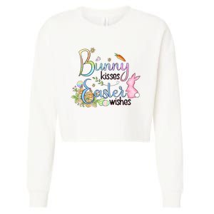 Bunny Kisses Easter Wishes Happy Easter Day Cropped Pullover Crew