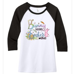 Bunny Kisses Easter Wishes Happy Easter Day Women's Tri-Blend 3/4-Sleeve Raglan Shirt