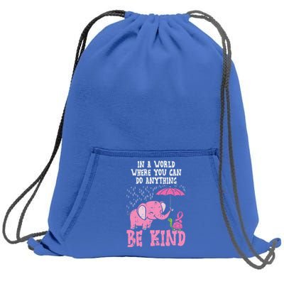 Be Kind Elephant Turtle Breast Cancer Awareness Support Gift Funny Gift Sweatshirt Cinch Pack Bag